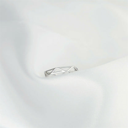 Sterling Silver Unisex Hollow Out Diamond Geometry Nest Ring UK F-K - sugarkittenlondon