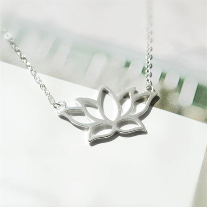 Sterling Silver Lotus Flower Yoga Zen Namaste Pendant Necklace Jewellery - sugarkittenlondon