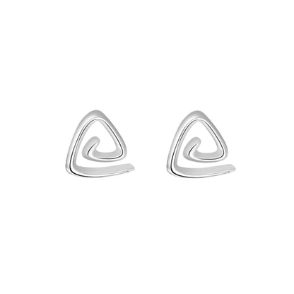 Sterling Silver Mini Greek Triangular Triangle Pyramid Spiral Stud Earrings - sugarkittenlondon