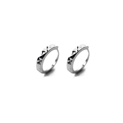 925 Sterling Silver Cuff Earrings with Reverse Worn Plain Diamond Cut Small Hoop