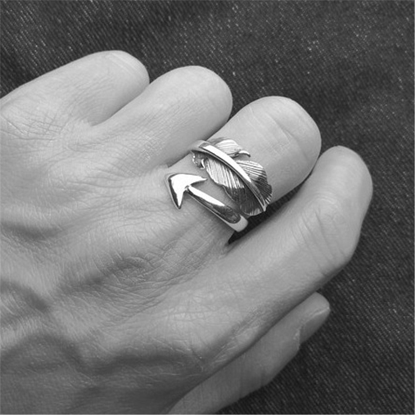 2-Tone Sterling Silver Feather Rings Angel Wing Arrow Ring, Unisex - sugarkittenlondon