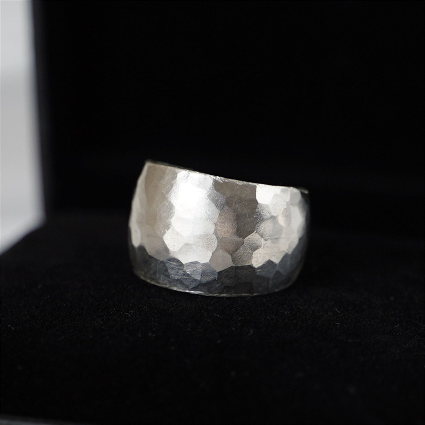 Sterling Silver Hammered Wide Dome Wrap Statement Unisex Ring K - T - sugarkittenlondon