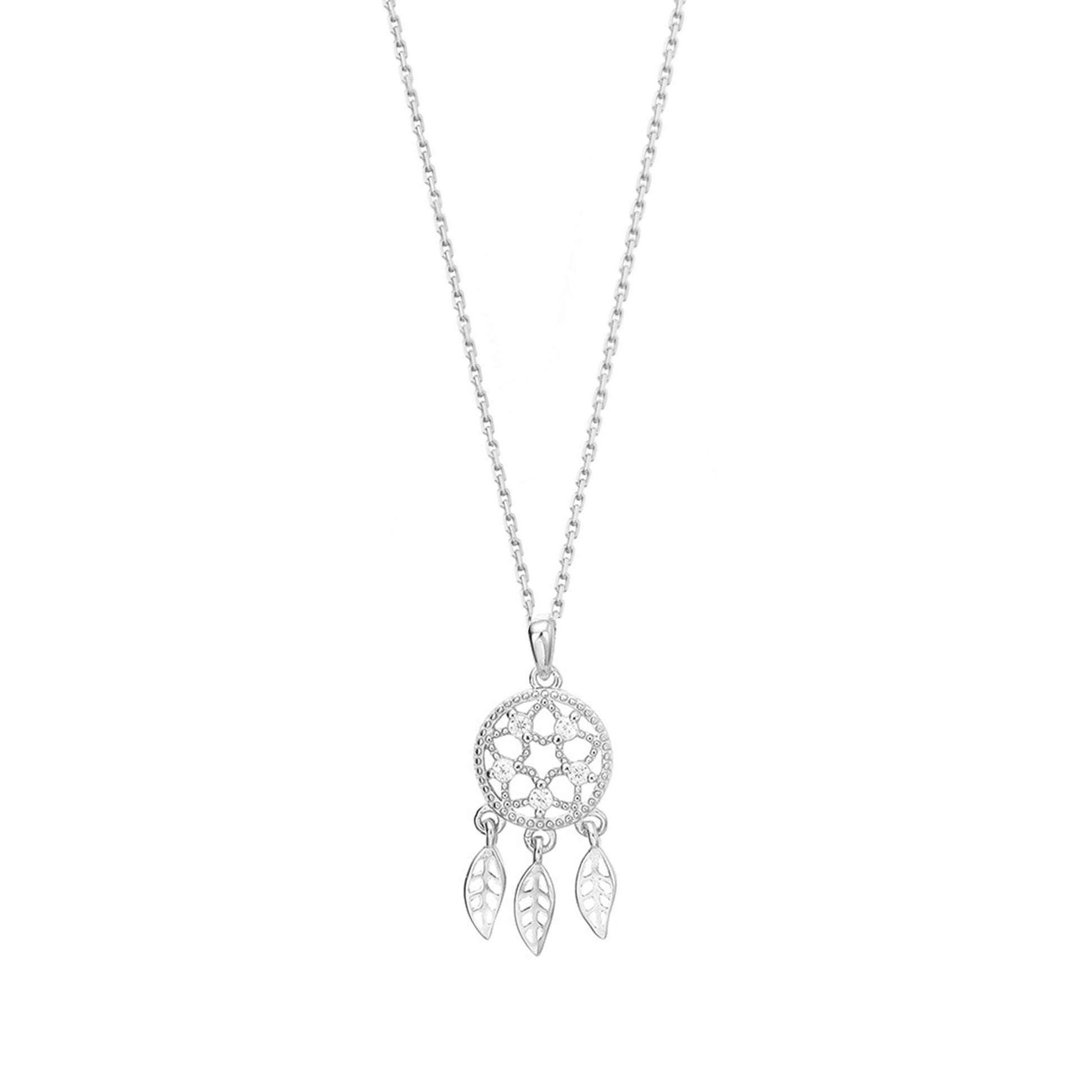 Sterling Silver Dreamcatcher Necklace With Crystal CZ Protection Jewellery - sugarkittenlondon