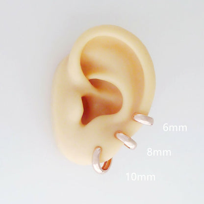 Rose Gold on Sterling Silver Hoop Sleeper Earrings in 6mm, 8mm, and 10mm