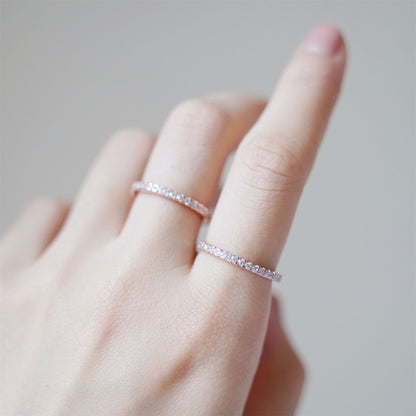 Rose Gold on Sterling Silver Full Eternity 2mm Paved CZ Crystal Band Ring I - U - sugarkittenlondon