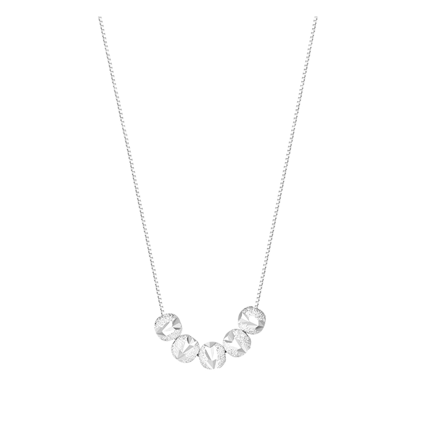 Sterling Silver 5 Stardust Diamond Cut Ball Beads Box Chain Necklace 2 Tones - sugarkittenlondon