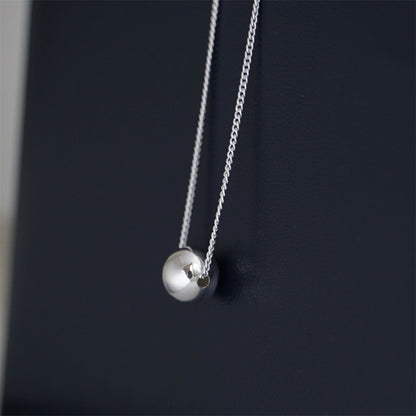 Sterling Silver Shiny 10mm Ball Bead Circle Plain Round Necklace - sugarkittenlondon