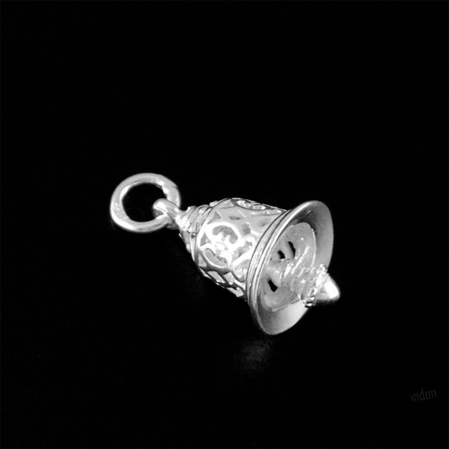 Sterling Silver 3D Jingle Bell Hollow & Solid Bell Pendant Charm - sugarkittenlondon