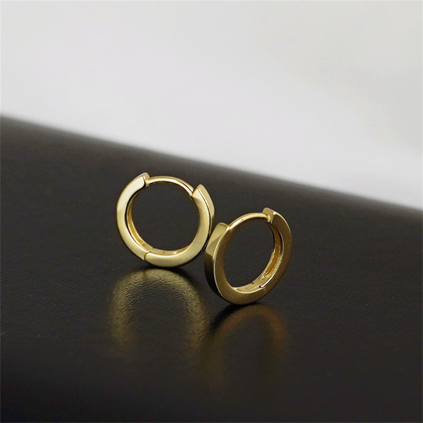 10mm Cuff Hoop Earrings with 2mm Band in 18K Gold Plated Sterling Silver