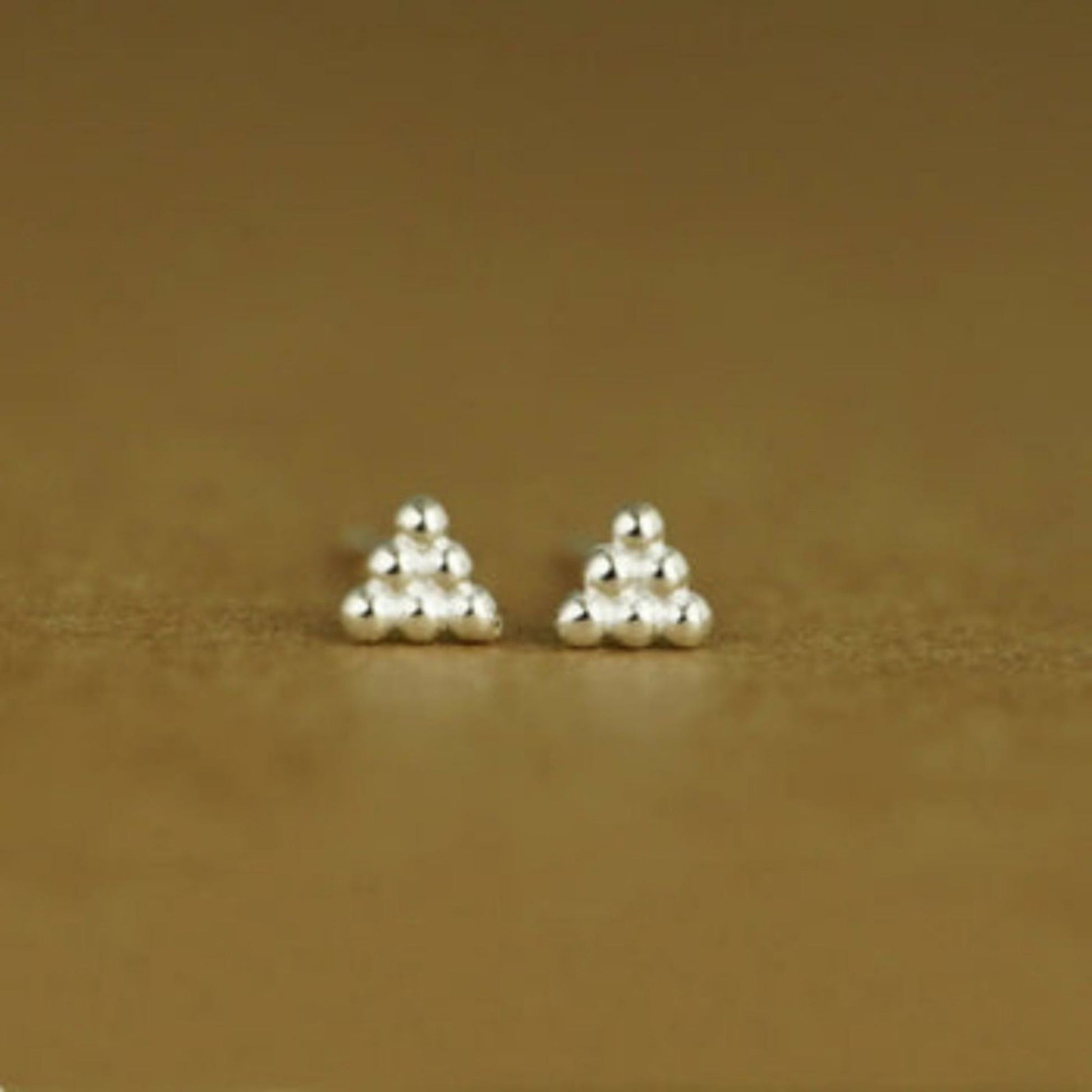 925 sterling silver earrings uk mini Bead triangle earrings studs - sugarkittenlondon