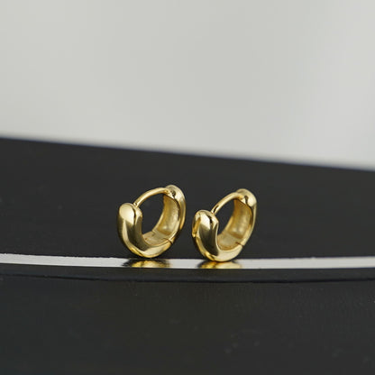 18K Gold on Sterling Silver 3mm Band Huggie Sleeper 6mm hoop earrings, 8mm & 10mm