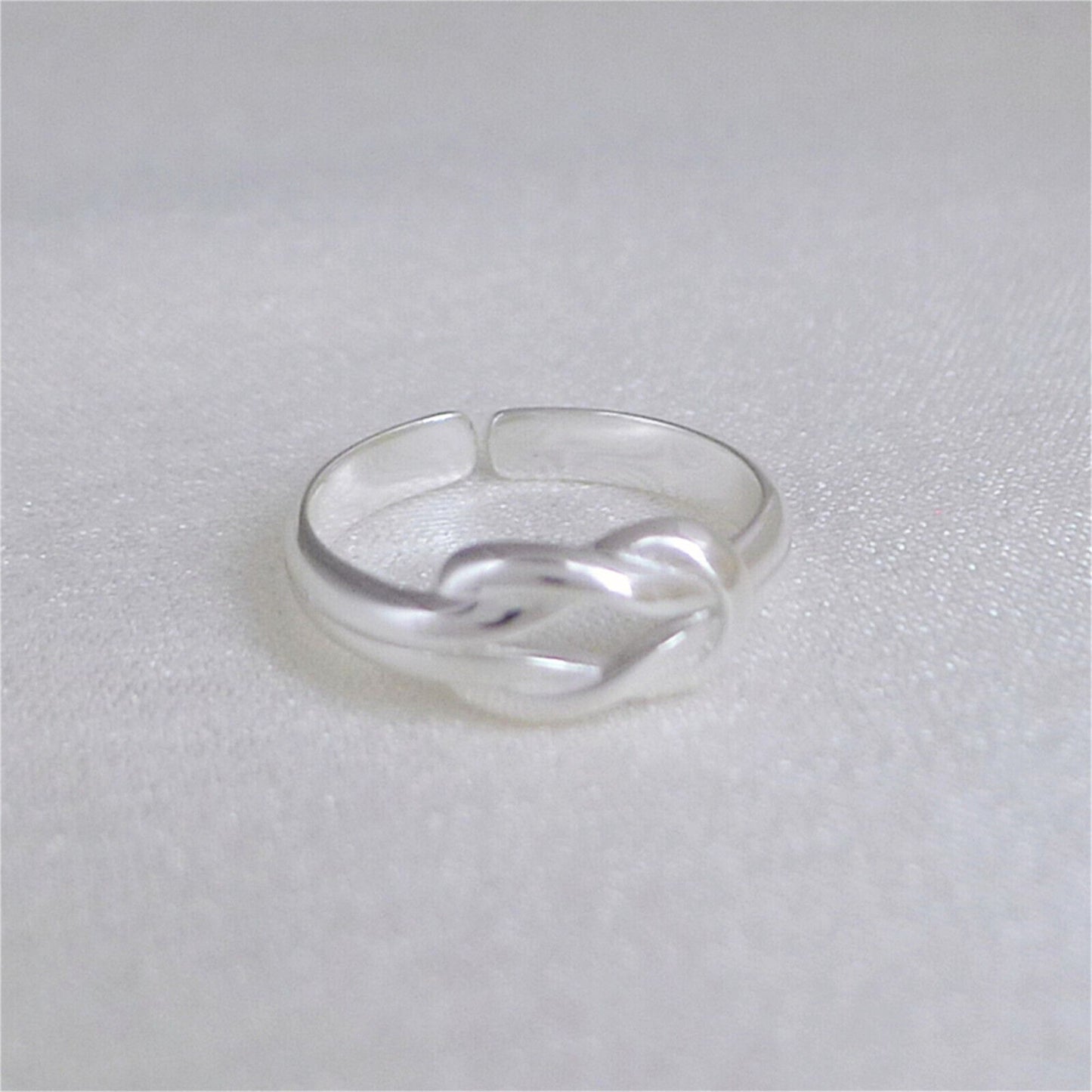 925 Sterling Silver Love Knot Ring with Adjustable Band - sugarkittenlondon