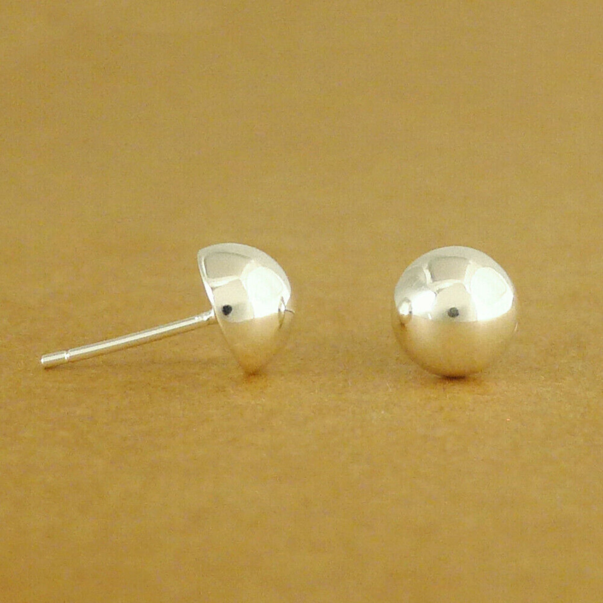 925 Sterling Silver Dome Earrings with 7.5mm Round Studs - sugarkittenlondon