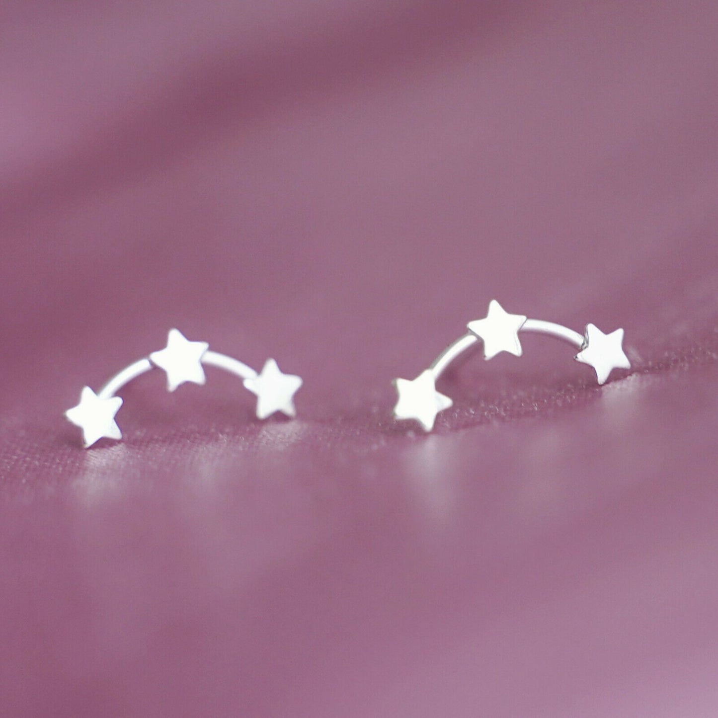 925 Sterling Silver Trinity Star Stud Earrings Tiny, Simple, and Elegant - sugarkittenlondon