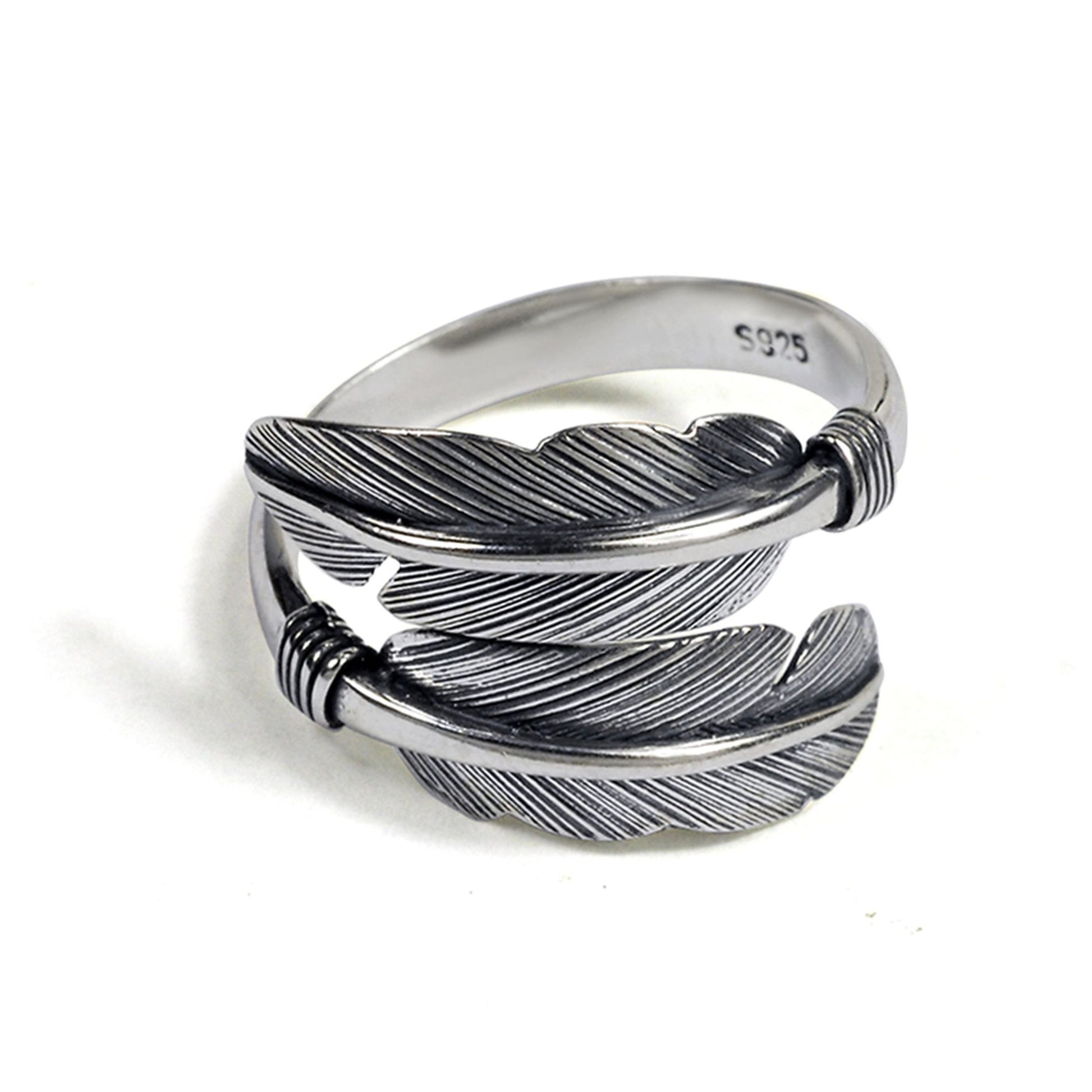 Adjustable Angel Feather Ring in 925 Sterling Silver in 2 Tones - sugarkittenlondon