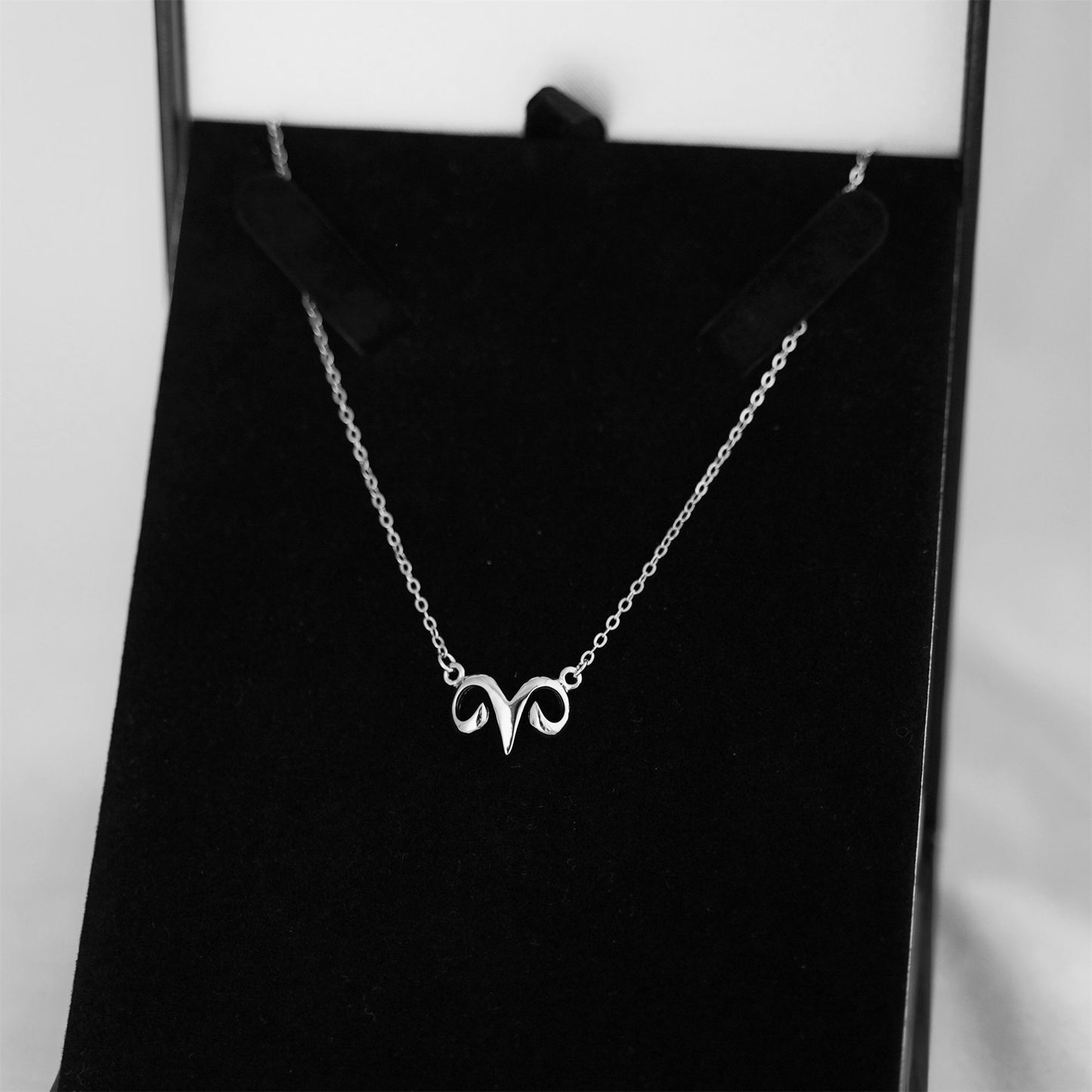 Rhodium on Sterling Silver Shiny Constellation Zodiac Aries Sheep Charm Necklace - sugarkittenlondon