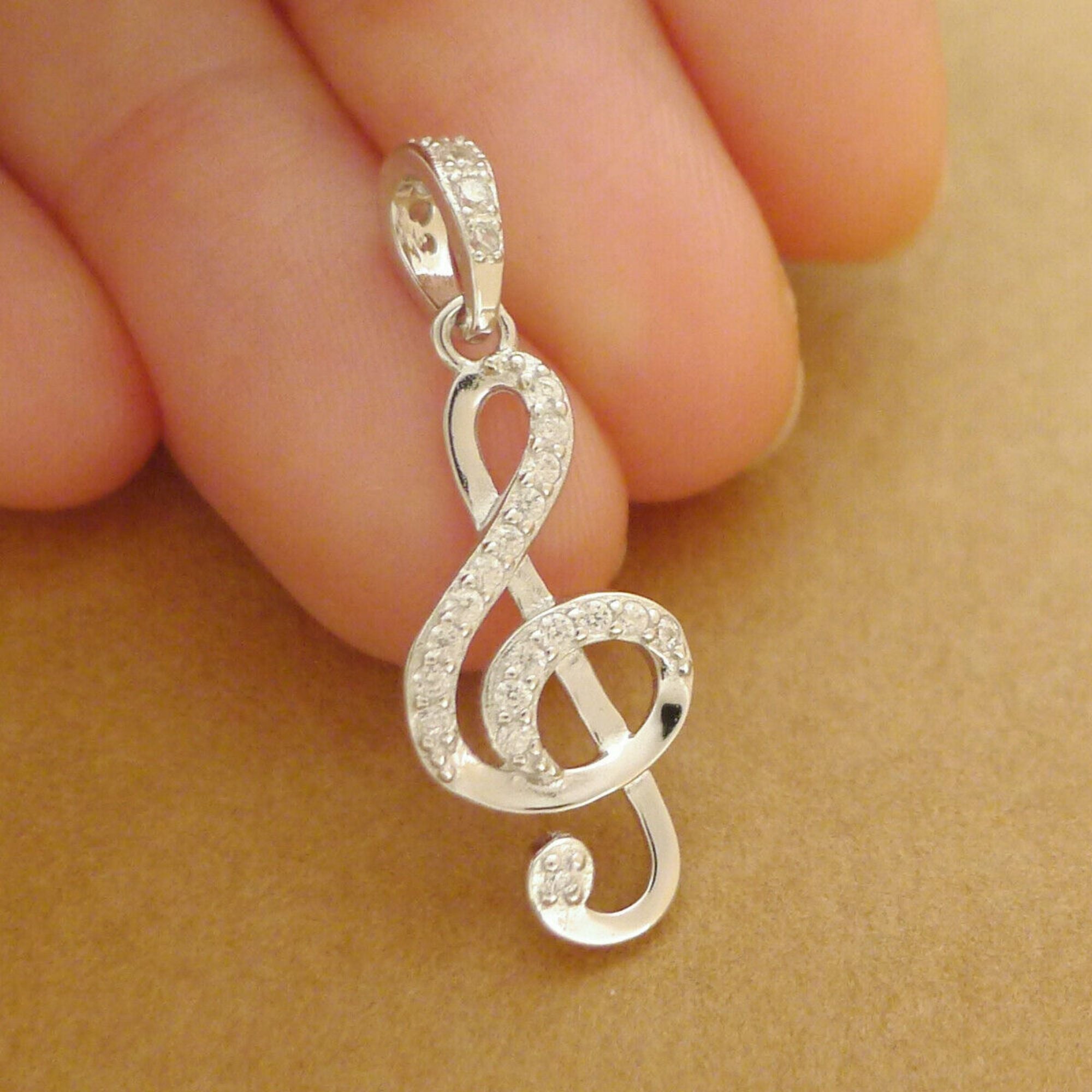 Sterling Silver Music Note Cremation Jewelry Pendant for Ashes