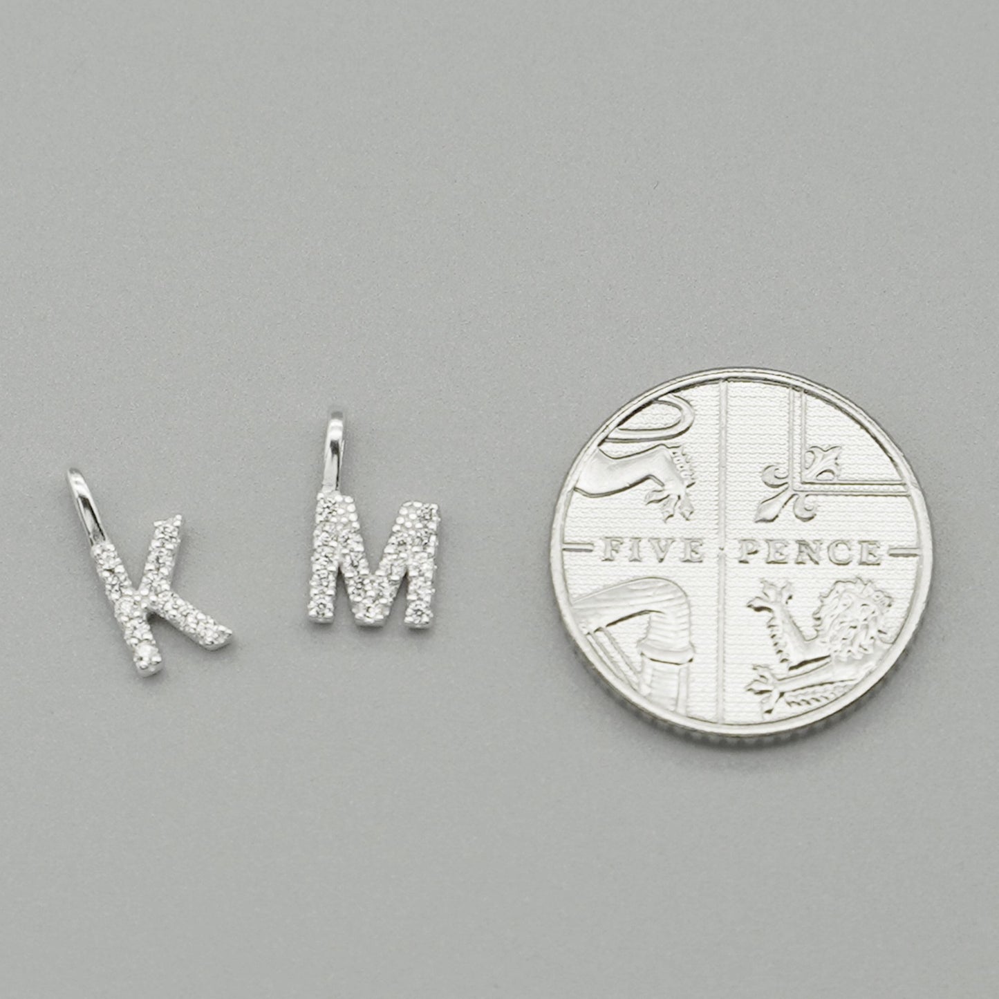 Sterling Silver CZ Alphabet initial Charm Pendants | Personalized Mini A-Z Letter Pendants - sugarkittenlondon