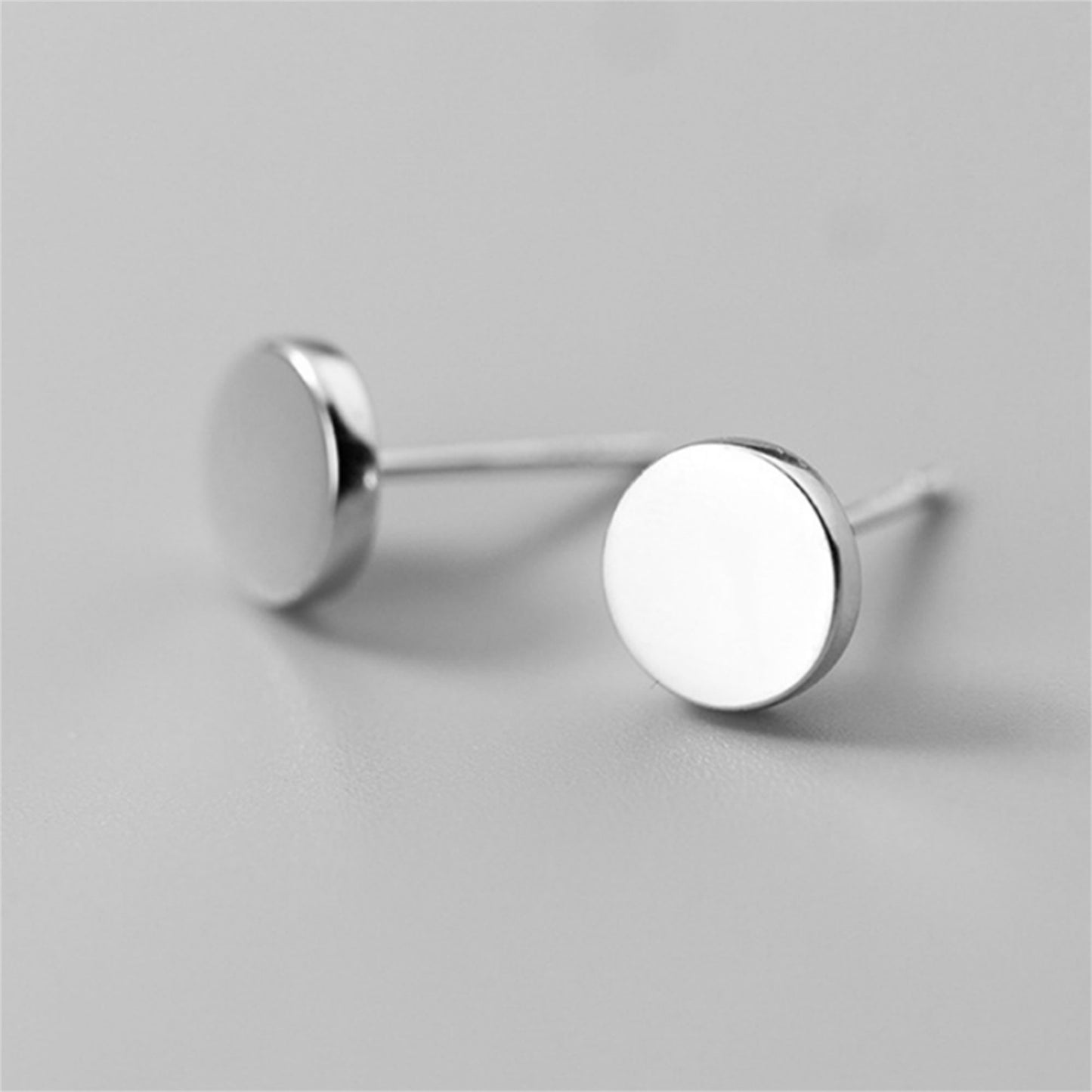 Sterling Silver Rhodium-Plated 8mm Circle Disc Stud Earrings - sugarkittenlondon