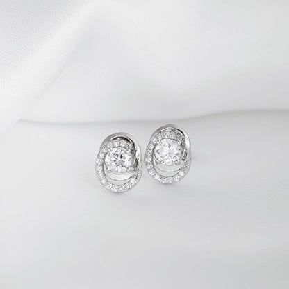 Stunning Rhodium-Plated Sterling Silver Halo Stud Earrings with 5mm CZ Ovals