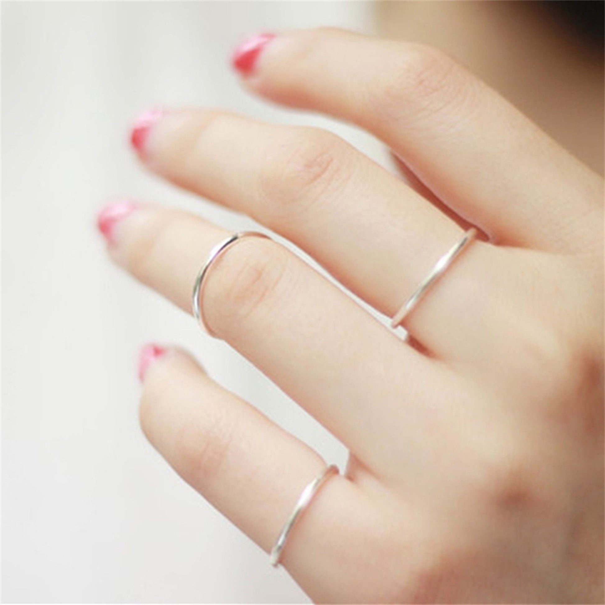 1mm Sterling Silver Skinny Round Band Stacking Rings for Women - sugarkittenlondon