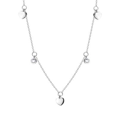 Minimalist Sterling Silver Love Heart CZ Drip Choker Necklace with Rhodium Finish - sugarkittenlondon