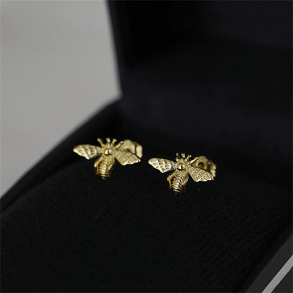 18K Gold on Sterling Silver Mini Honey Bee Stud Earrings - sugarkittenlondon