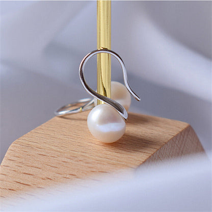 Freshwater Pearl Earrings in Sterling Silver with Near-Round 8mm-10mm Pearls