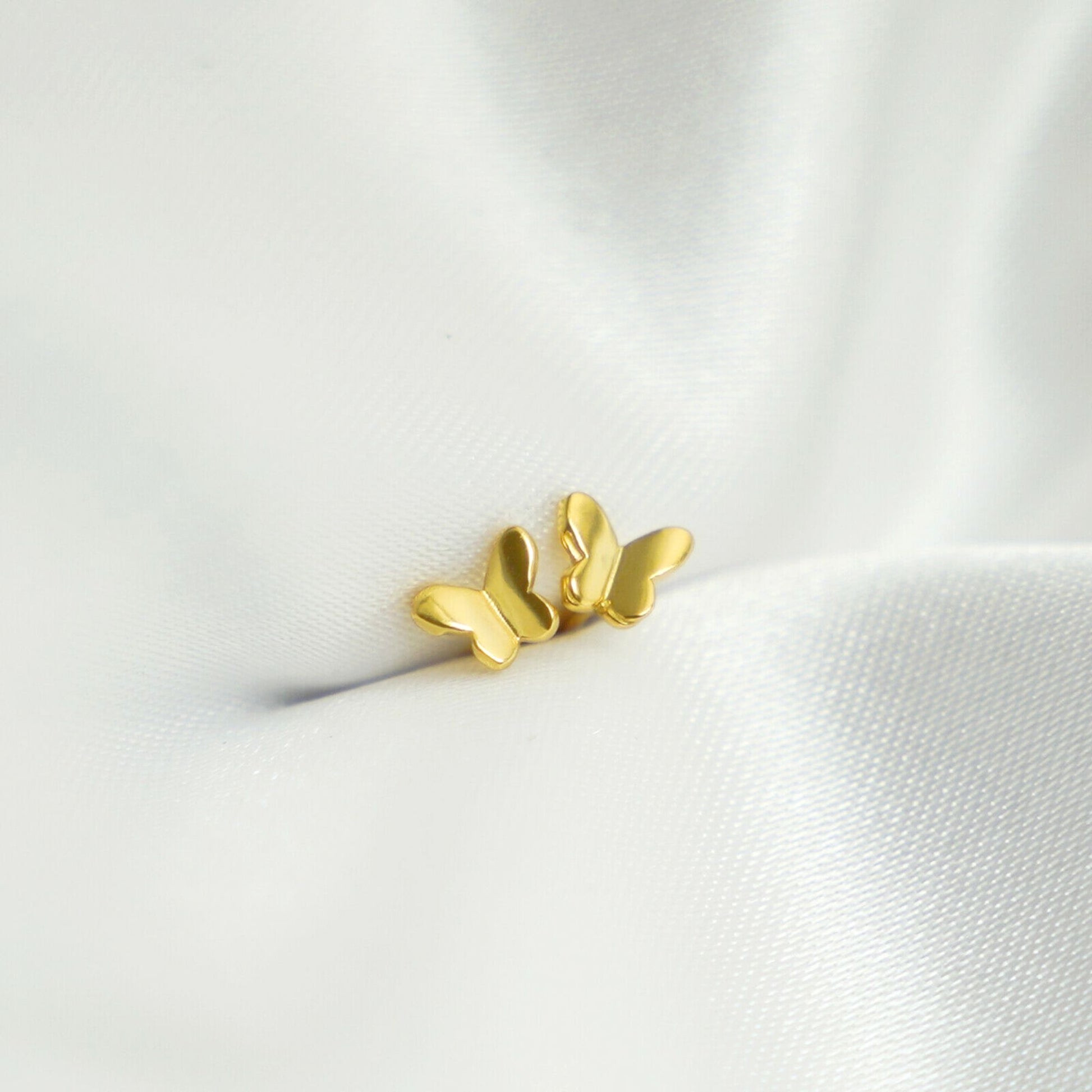 925 Sterling Silver Mini Butterfly Stud Earrings 2 Tones - Gift for Women - sugarkittenlondon