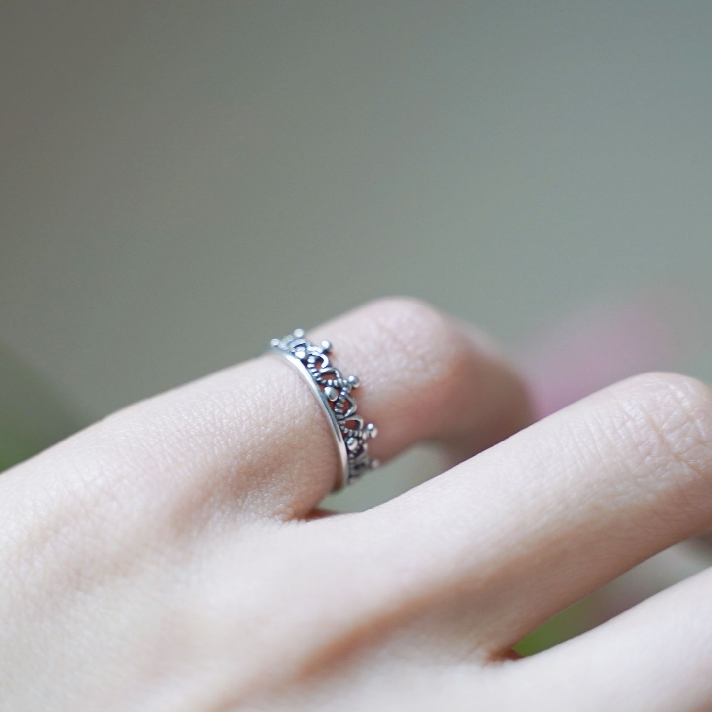 Sterling Silver Oxidized Royal Tiara Coronation Crown Toe Ring Pinky Ring - sugarkittenlondon