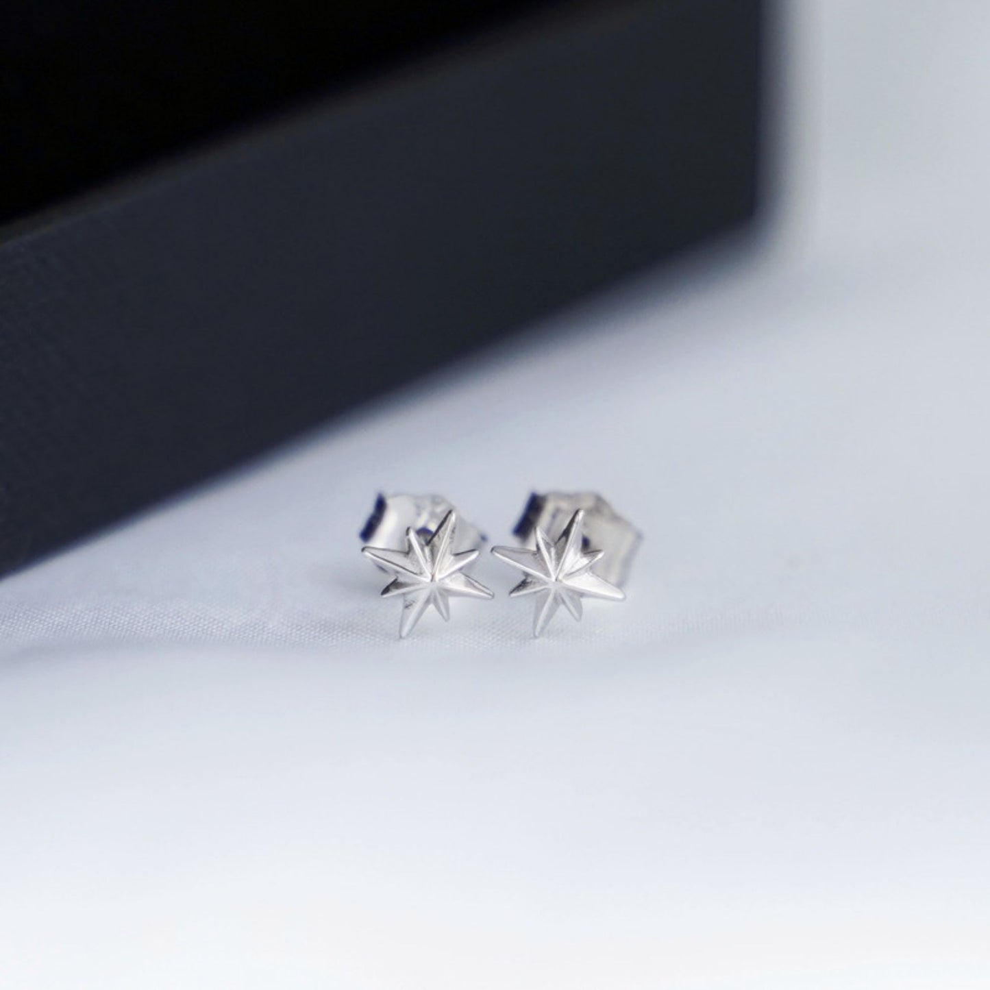 Sterling Silver Small 6mm Plain North Pole Star Stud Piercing Earrings - sugarkittenlondon