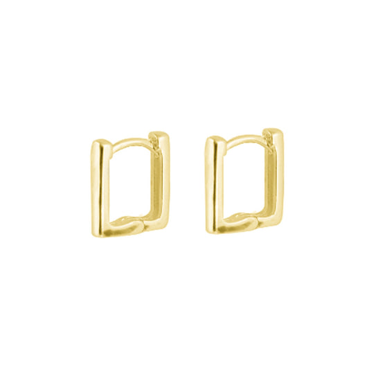 Small Plain Square Hoop Huggie Earrings in 18K Gold Plated Sterling Silver
