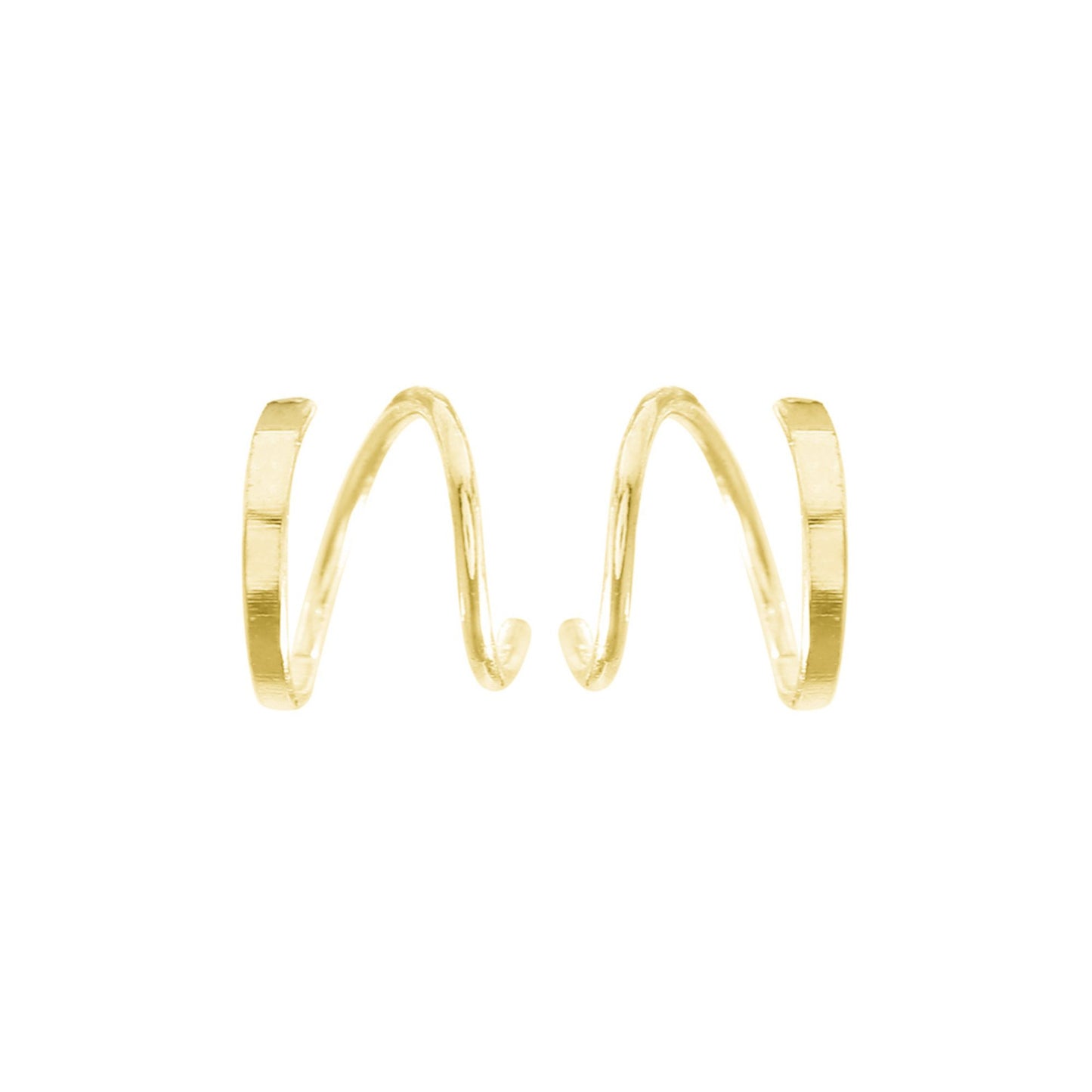 18K Gold Sterling Silver Twirl Wire Huggie Double Piercing Earrings