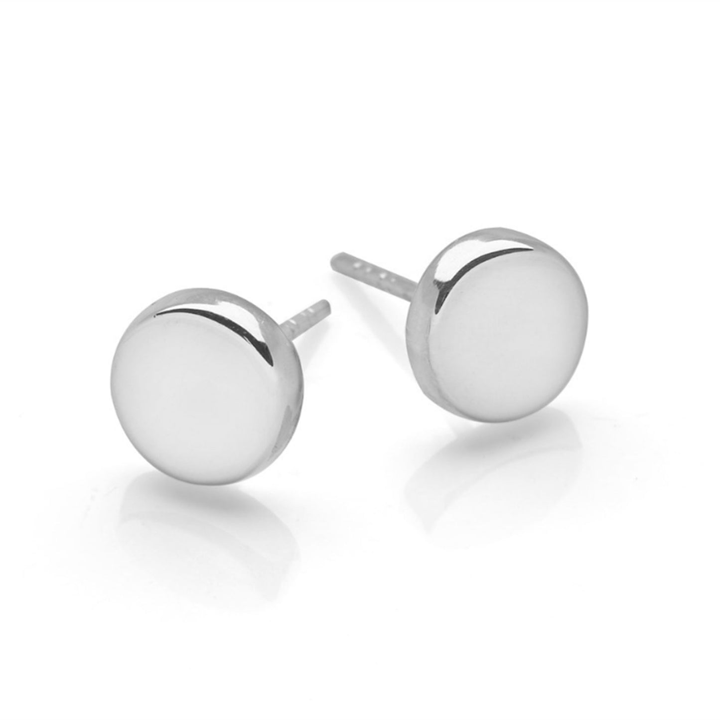 Sterling Silver Rhodium-Plated 8mm Circle Disc Stud Earrings - sugarkittenlondon