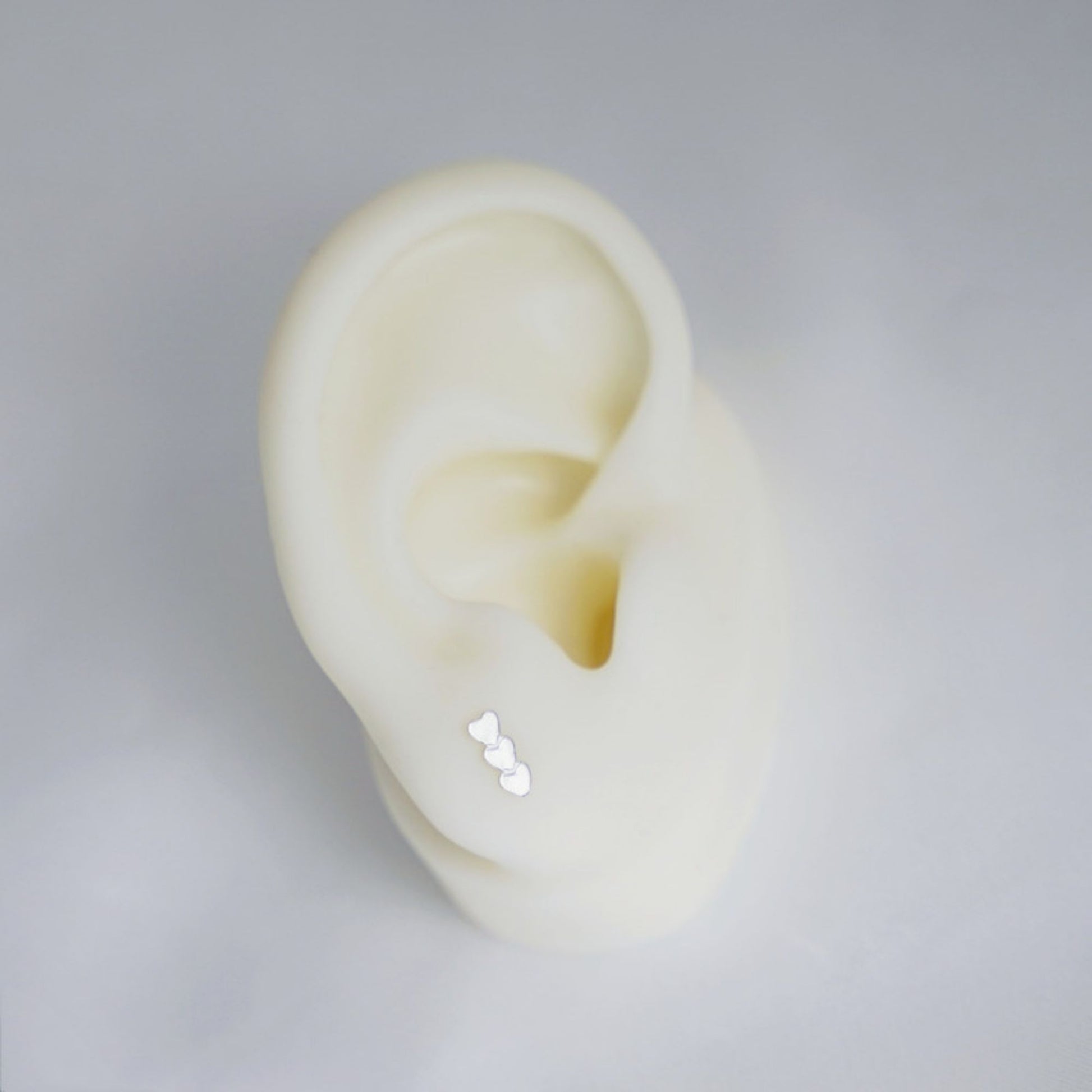 Sterling Silver Tiny Triple Love Hearts Post Stud Earrings - sugarkittenlondon