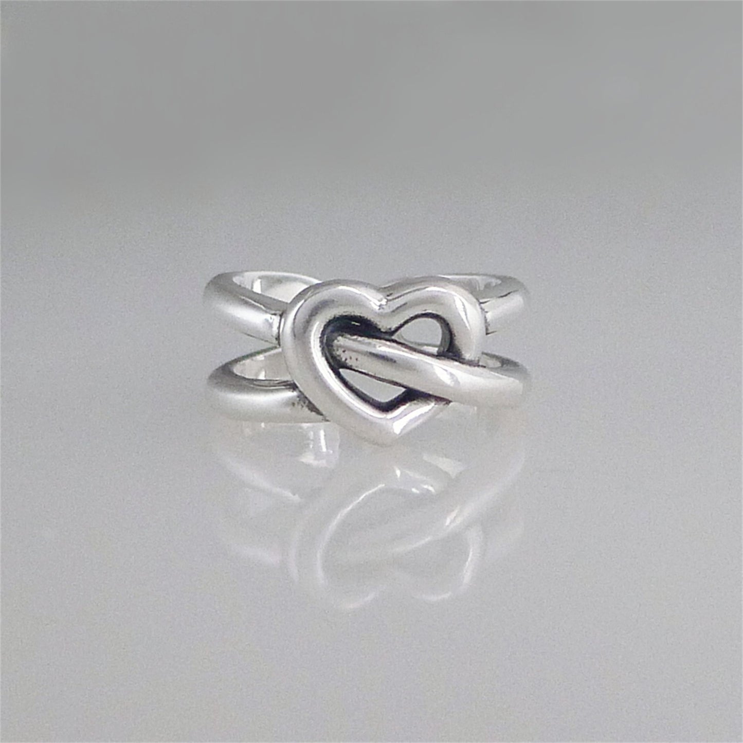 925 Sterling Silver Oxidized Open Heart Double Wire Ring Hallmarked Uk - sugarkittenlondon