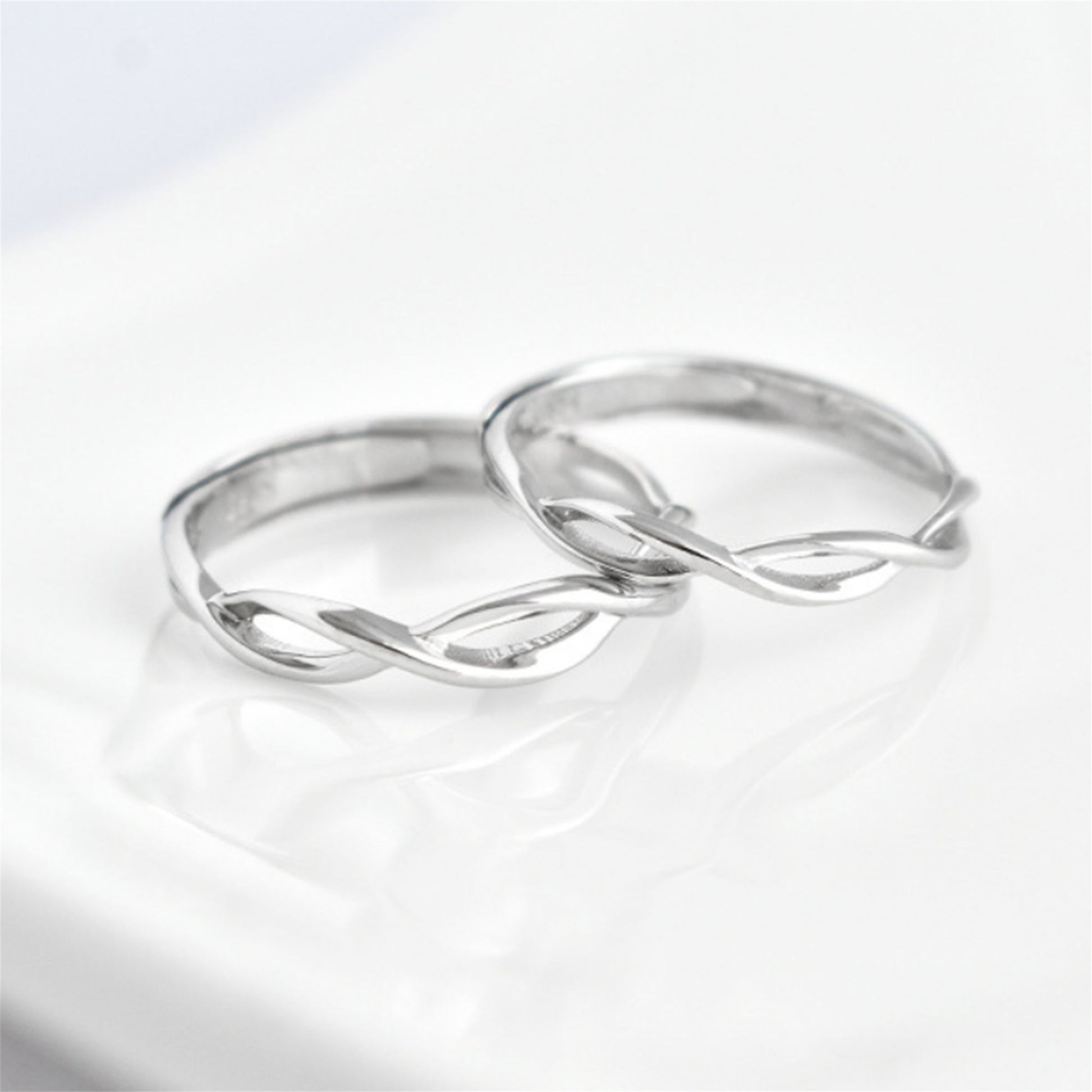 Sterling Silver Couple Rings Infinity Eternity Love Twist Knot Criss Cross Boxed - sugarkittenlondon