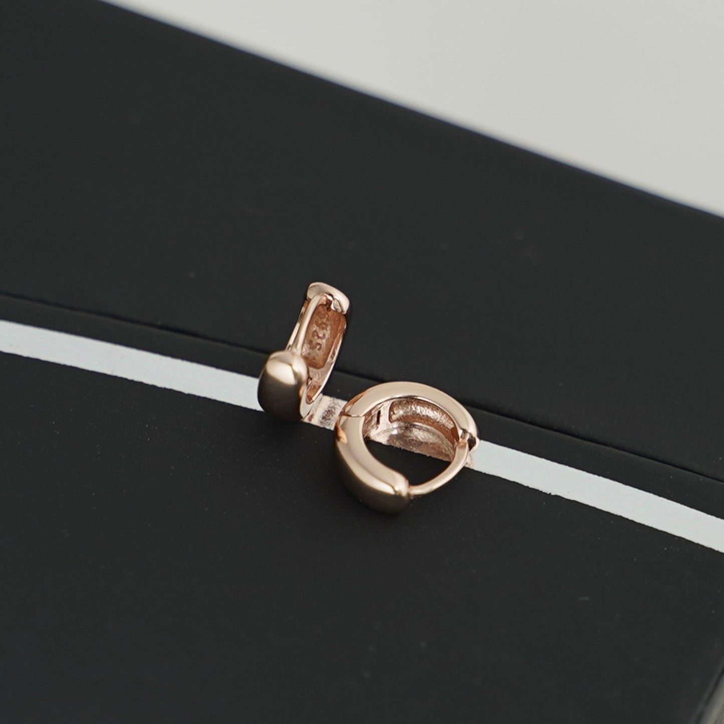 Rose Gold on Sterling Silver Hoop Sleeper Earrings in 6mm, 8mm, and 10mm - sugarkittenlondon