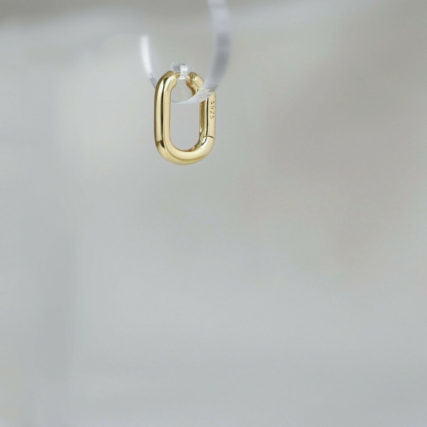 18K Gold Square Hoop Earrings with Sterling Silver Huggie Back (14mm)