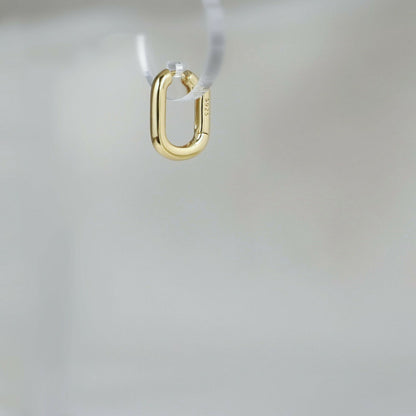 18K Gold Square Hoop Earrings with Sterling Silver Huggie Back (14mm)