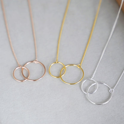 Sterling Silver Linked Circles Eternity Infinity Necklace 3 Tones - sugarkittenlondon