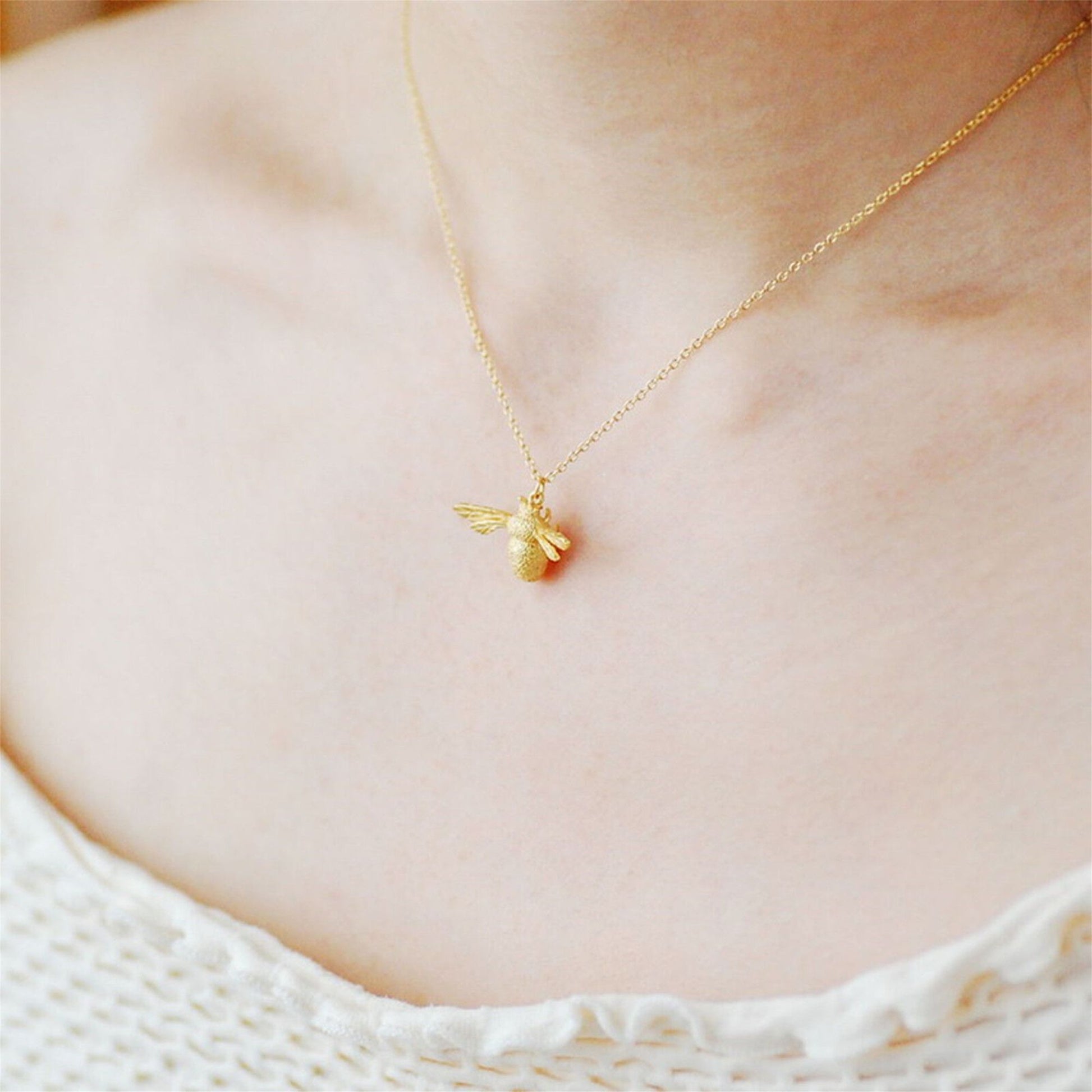 Bumble Bee Pendant Necklace in Sterling Siver , 24k Gold & Rose Gold - sugarkittenlondon