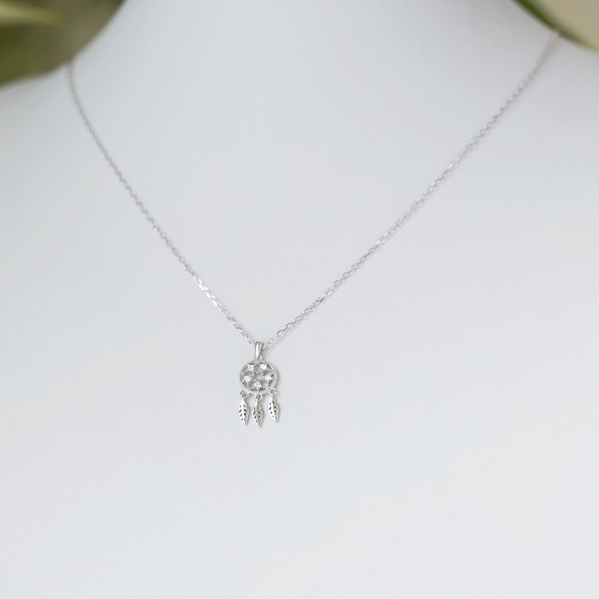 Sterling Silver Dreamcatcher Necklace With Crystal CZ Protection Jewellery - sugarkittenlondon