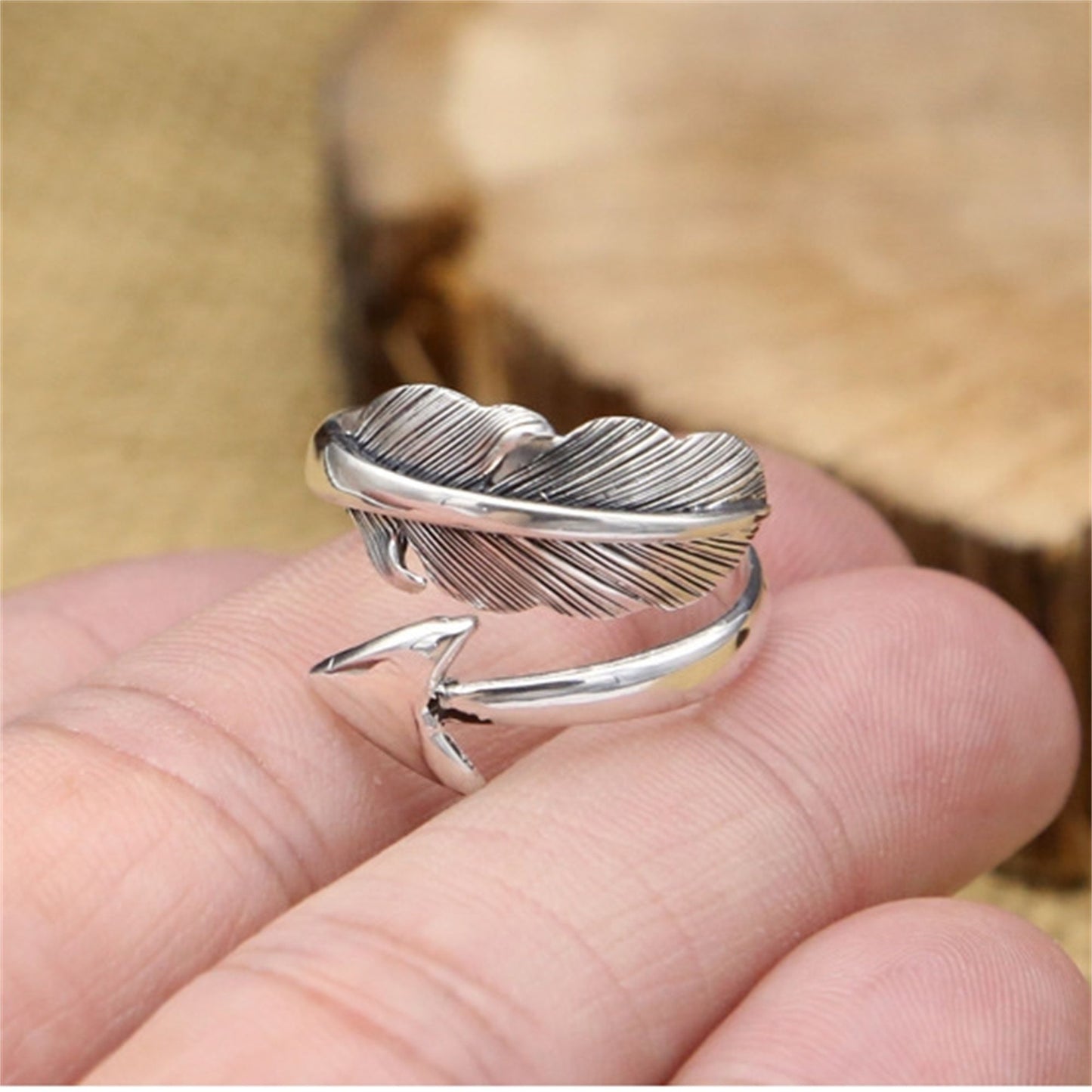 2-Tone Sterling Silver Feather Rings Angel Wing Arrow Ring, Unisex - sugarkittenlondon