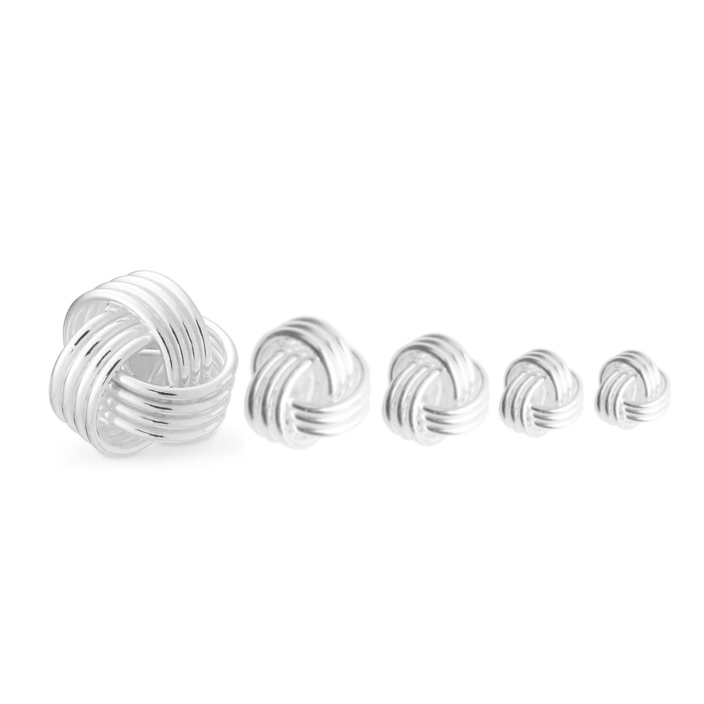 Sterling Silver Twisted Wool Knot Stud Earrings in 3-7mm Sizes - sugarkittenlondon