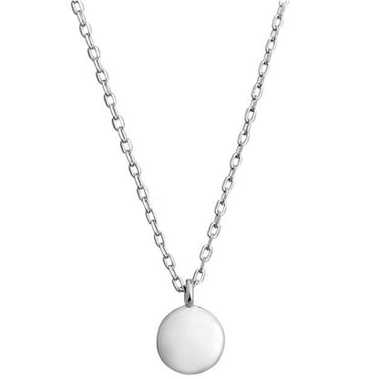 Sterling Silver Round Disc Pebble Circle Necklace 2 Tones - sugarkittenlondon