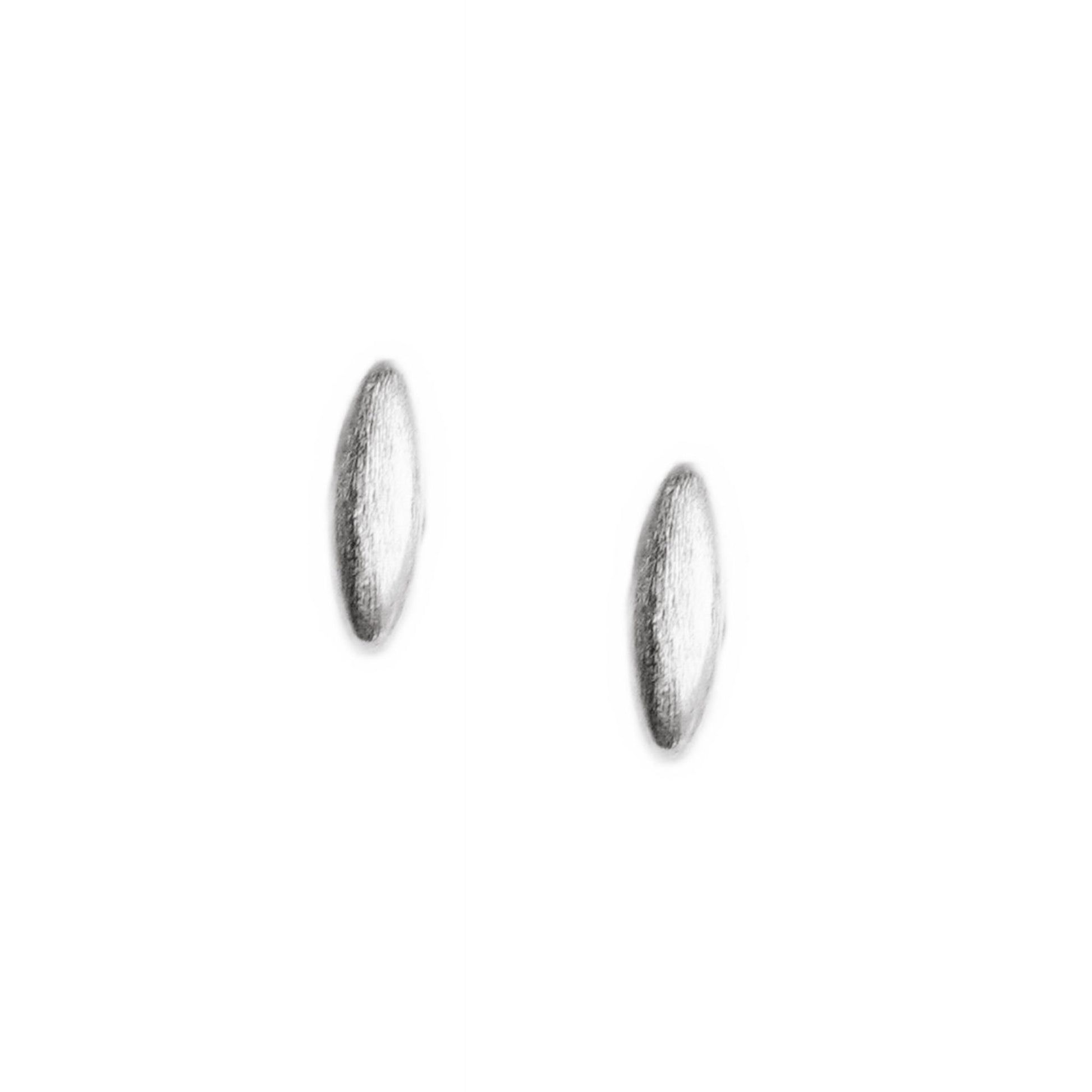 Sterling Silver Mini Brushed Rice Oval Dot Teardrop Stud Earrings - sugarkittenlondon