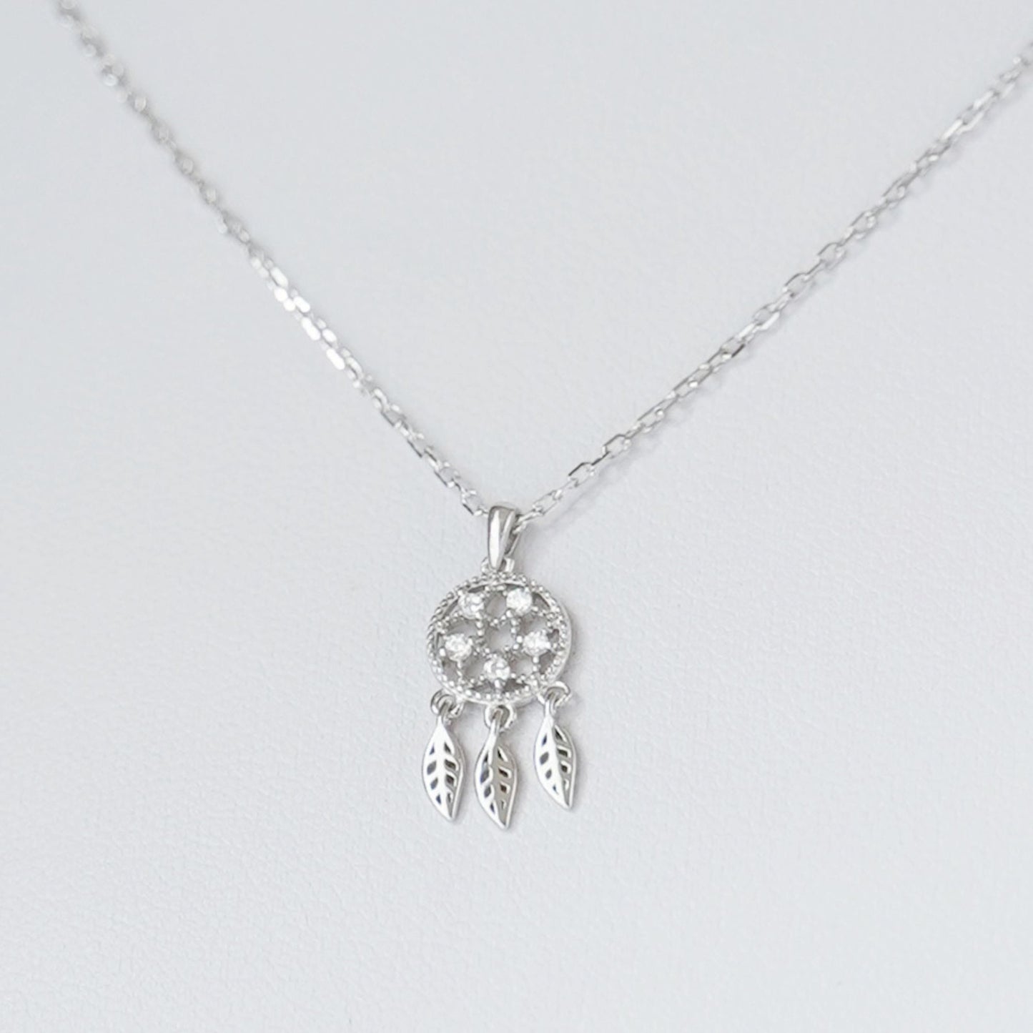 Sterling Silver Dreamcatcher Necklace With Crystal CZ Protection Jewellery - sugarkittenlondon