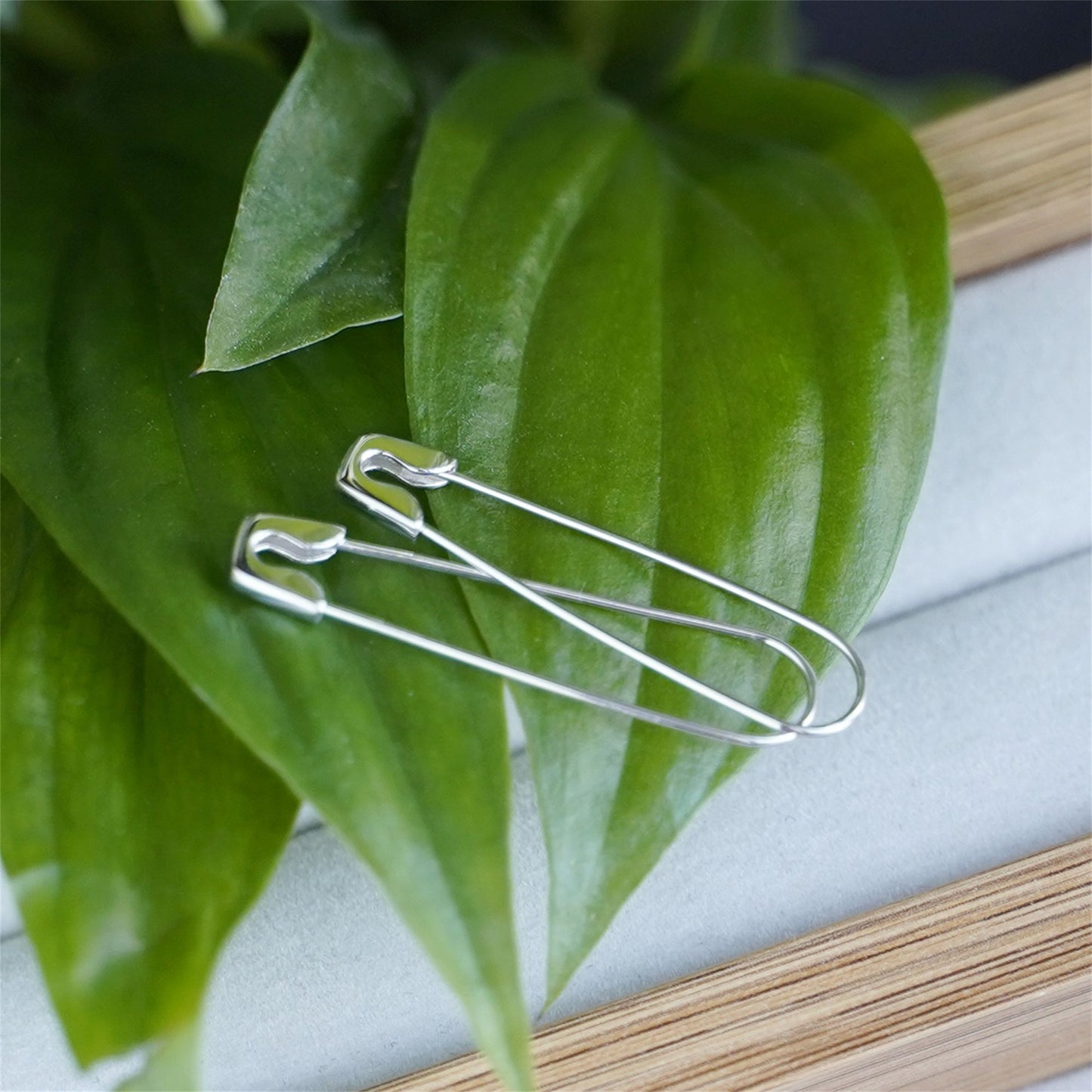 Sterling Silver Safety Pin Hoop Drop Cuff Earrings for Everyday Wear