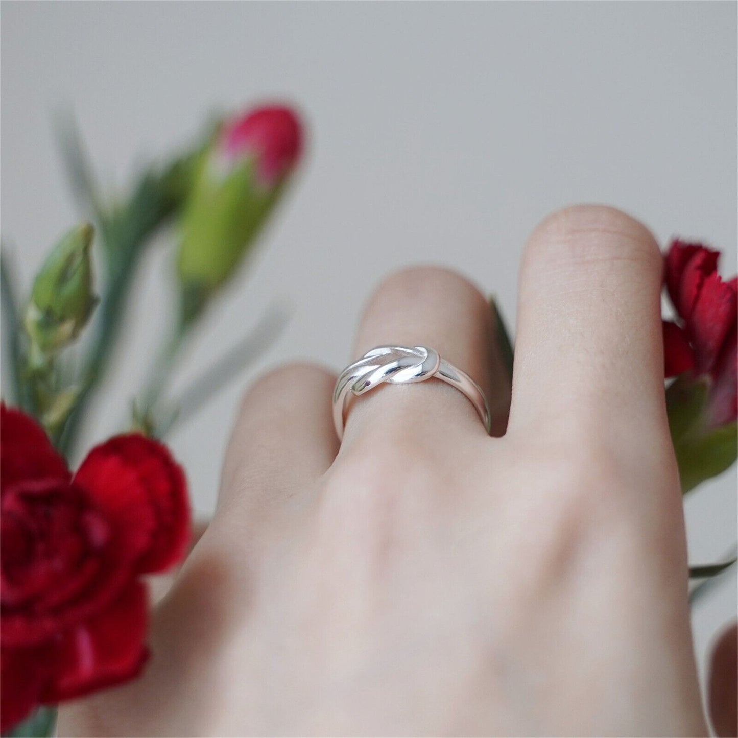 925 Sterling Silver Love Knot Ring with Adjustable Band - sugarkittenlondon